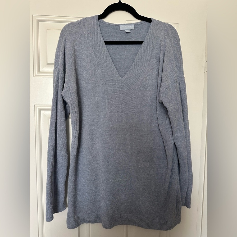 Barefoot Dreams CozyChic Ultra Lite GreyV Neck Neck Minimalist Size L